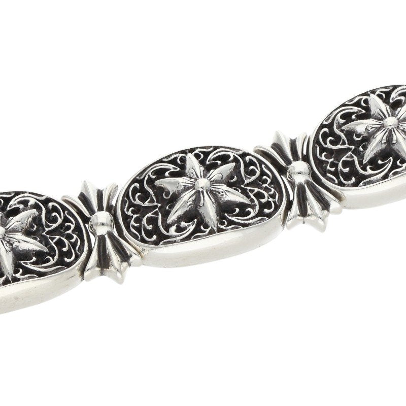 Chrome Hearts Tiny Oval Star Link Silver Bracelet Size 4LINK