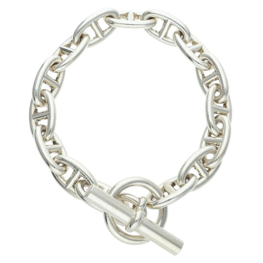 HERMES Chaine d'Ancre GM Silver Bracelet Size 15LINK