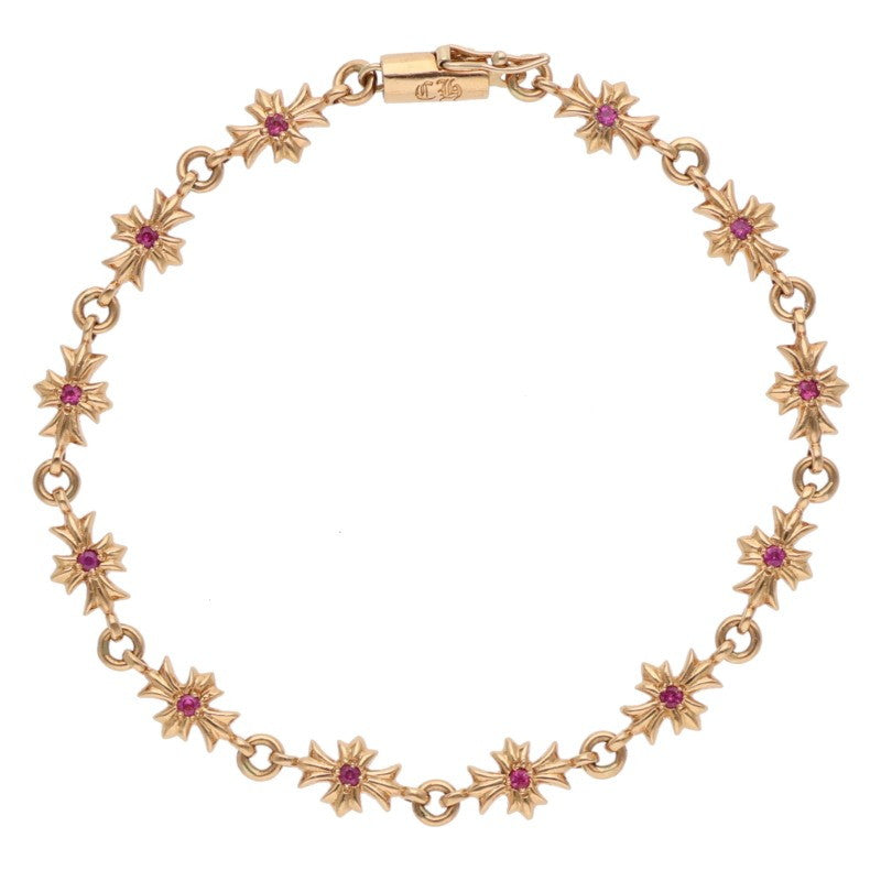 Chrome Hearts 22K Pave Pink Sapphire Bracelet Size 12LINK