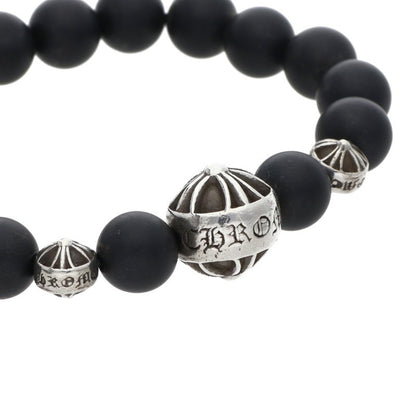 Chrome Hearts 8mm Bead Silver & Black Bracelet Size ONE SIZE