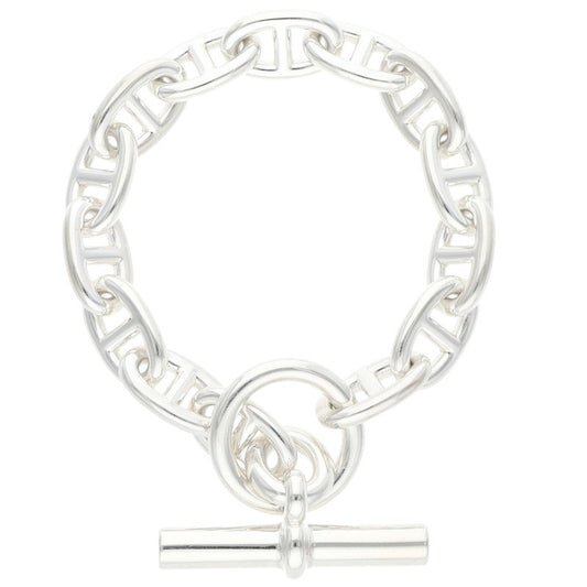 HERMES Chaine d'Ancre MM 925 Silver Bracelet Size 14LINK