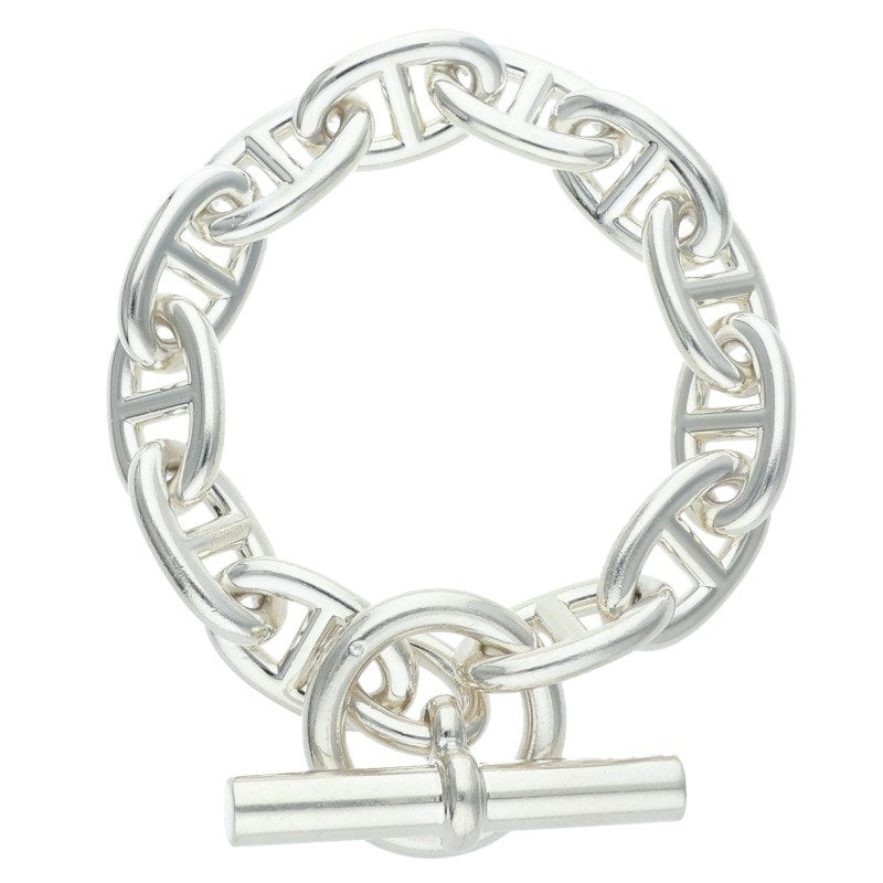 HERMES Chaine d'Ancre TGM 925 Silver Bracelet Size 12LINK
