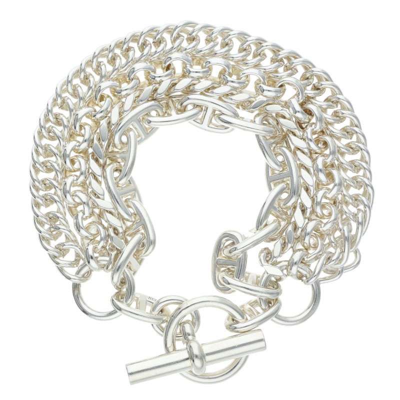 HERMES 925 Etcetera 4-Strand Chain Bracelet Size ST
