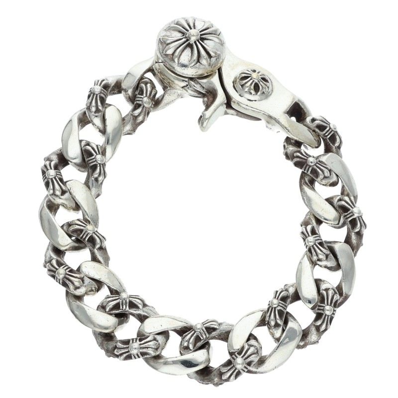 Chrome Hearts Fancy Chain Link Silver Bracelet Size 15LINK