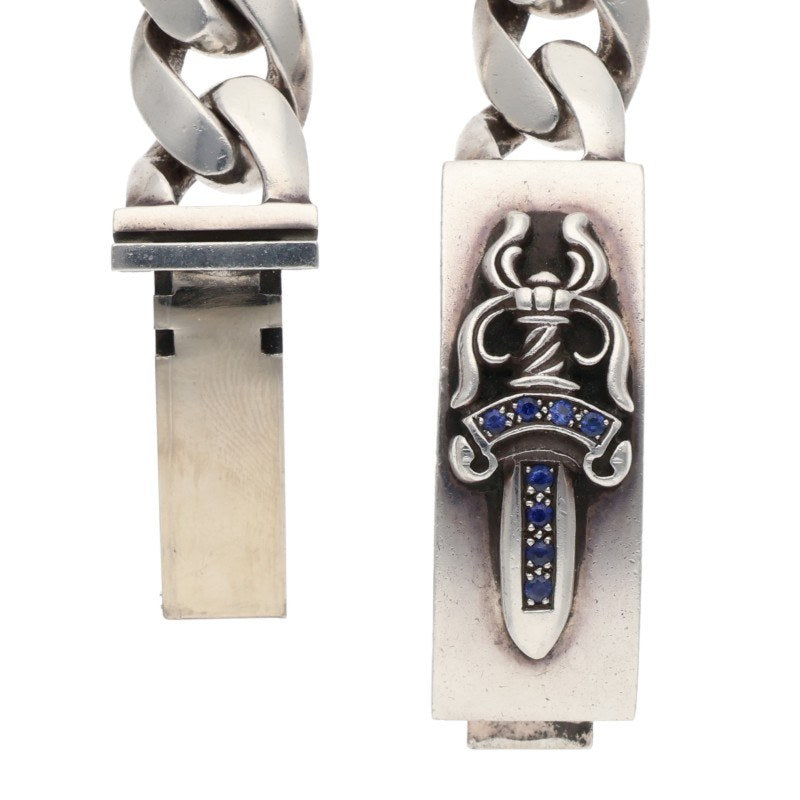 Chrome Hearts ID Dagger Pave Sapphire Bracelet Size 11LINK