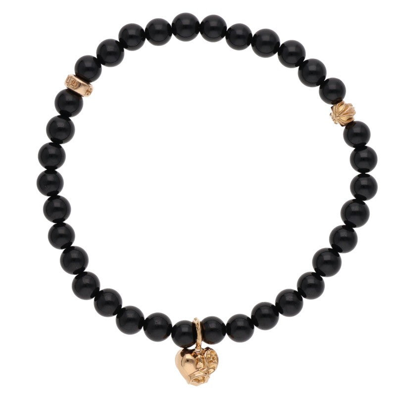 Chrome Hearts 22K 6mm Bead Bracelet Black Gold