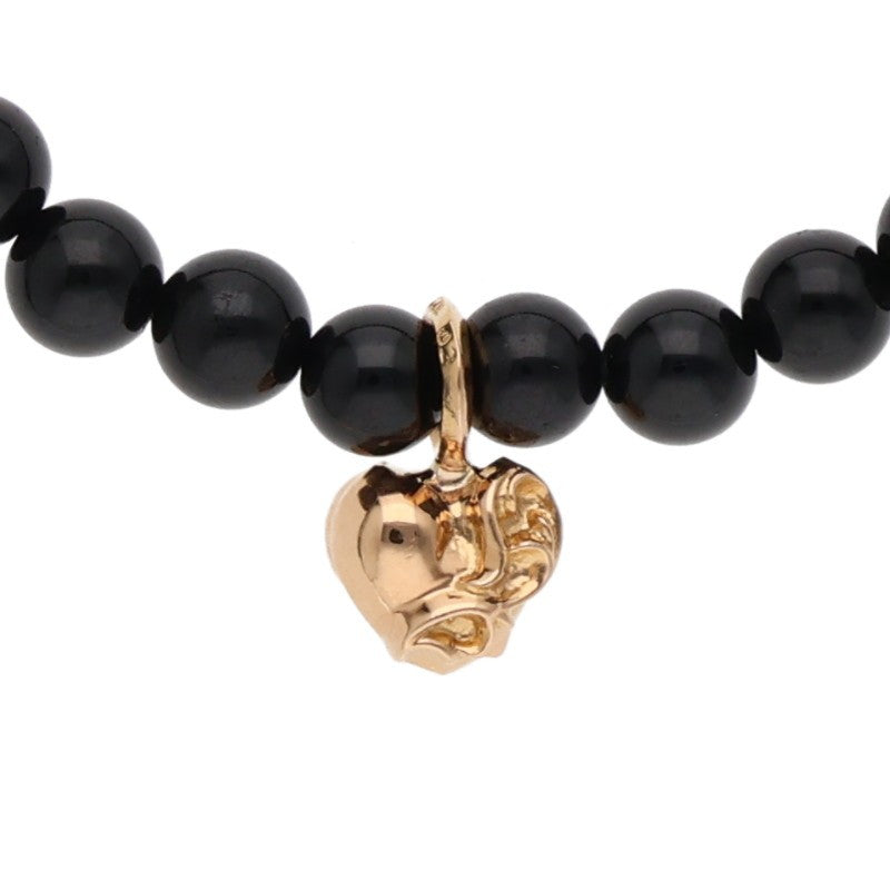 Chrome Hearts 22K 6mm Bead Bracelet Black Gold