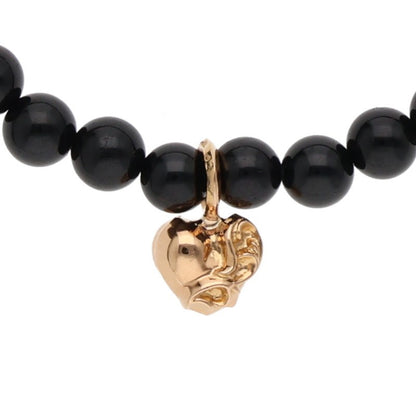 Chrome Hearts 22K 6mm Bead Bracelet Black Gold