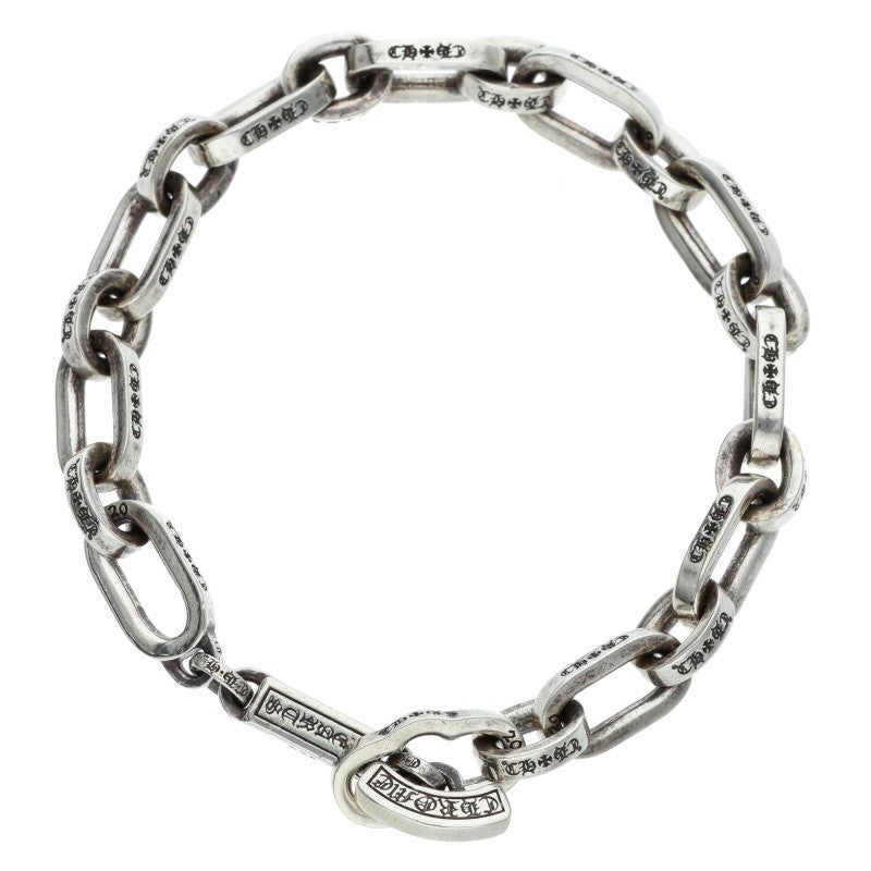 Chrome Hearts PAPER E CHAIN Silver Bracelet Size 8INCH