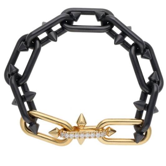 TIFFANY&Co. K18YG Titanium Diamond Titan Bracelet Size M