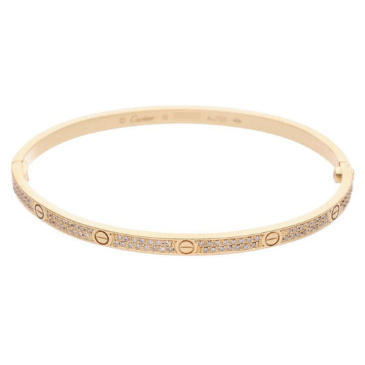 Cartier LOVE BRACELET SM K18YG Pave Diamond Bracelet Size 18