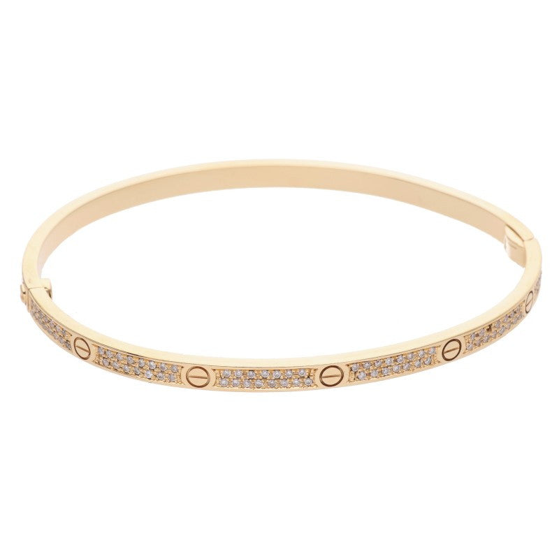 Cartier LOVE BRACELET SM K18YG Pave Diamond Bracelet Size 18