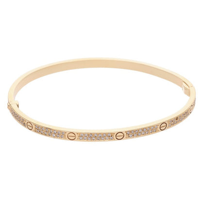 Cartier LOVE BRACELET SM K18YG Pave Diamond Bracelet Size 18