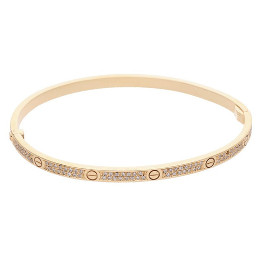 Cartier LOVE BRACELET SM K18YG Pave Diamond Bracelet Size 18