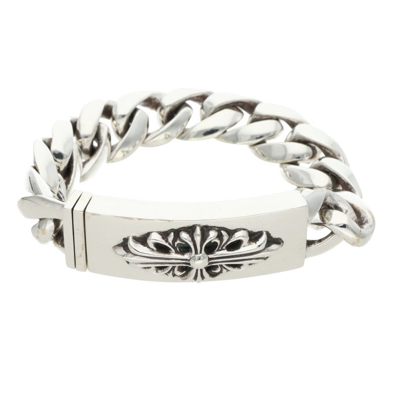Chrome Hearts Floral Cross ID Silver Bracelet Size 11LINK
