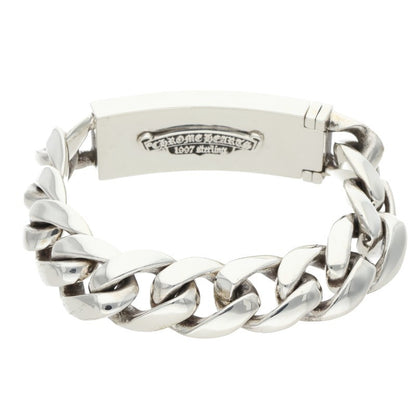 Chrome Hearts Floral Cross ID Silver Bracelet Size 11LINK