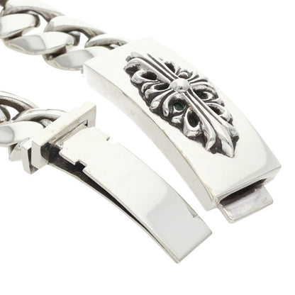 Chrome Hearts Floral Cross ID Silver Bracelet Size 11LINK