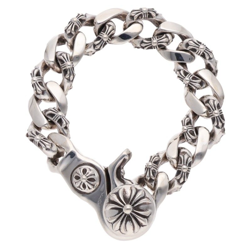 Chrome Hearts Fancy Link Clip Silver Bracelet Size 13LINK