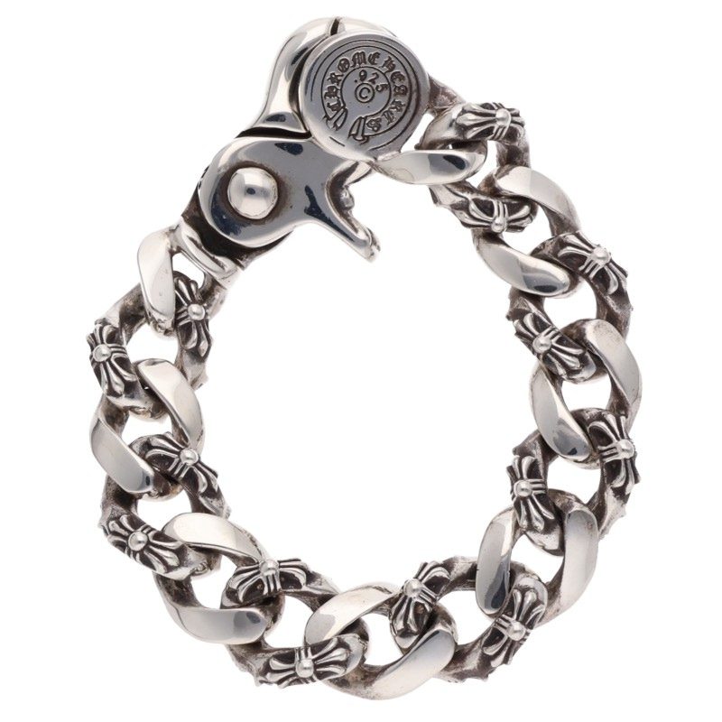 Chrome Hearts Fancy Link Clip Silver Bracelet Size 13LINK