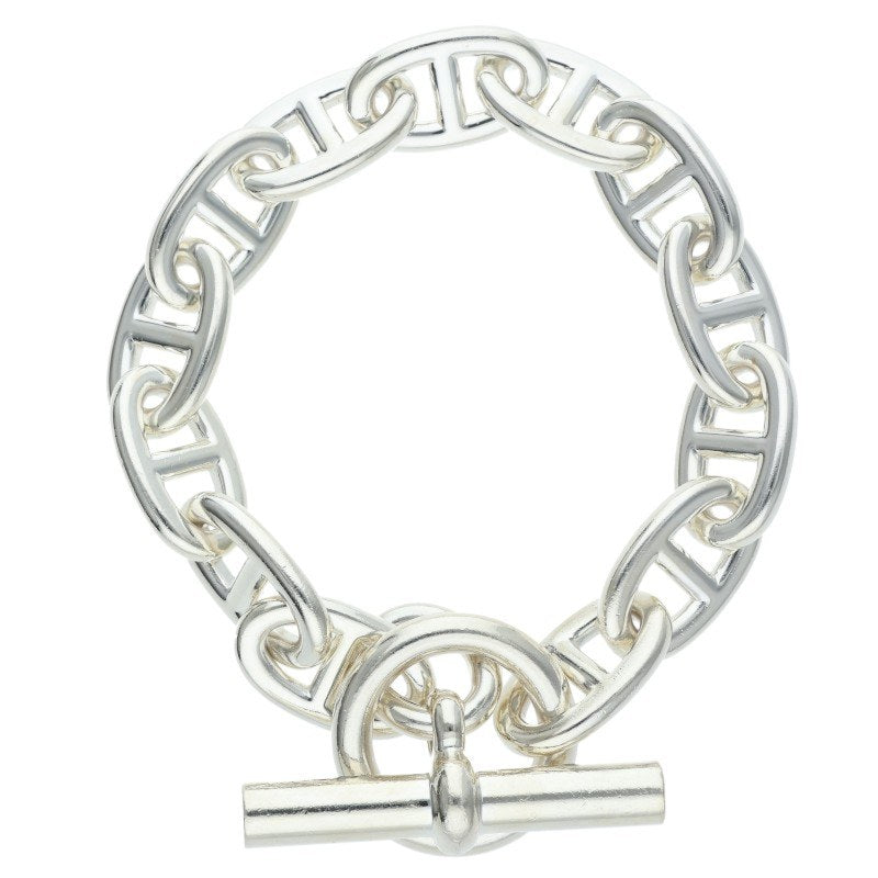 HERMES Chaine d'Ancre TGM Silver Bracelet Size 13LINK