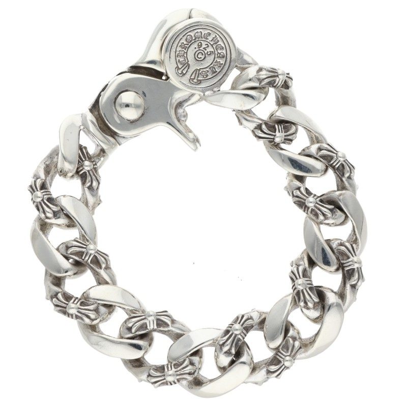 Chrome Hearts FNCY CHN LNK Silver Bracelet 925 Size 13LINK