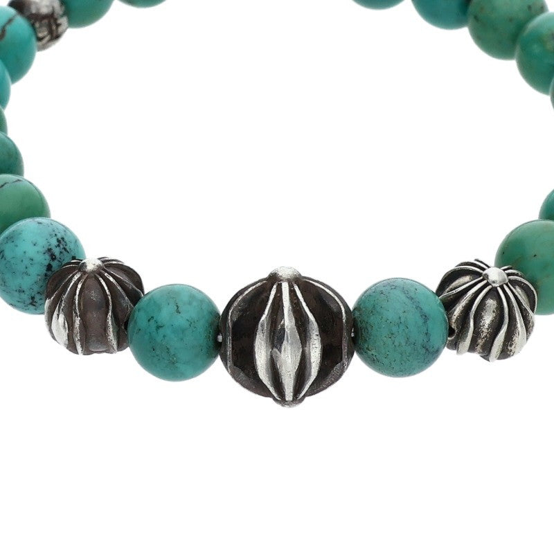 Chrome Hearts 8mm Turquoise Bead Bracelet Blue/Silver