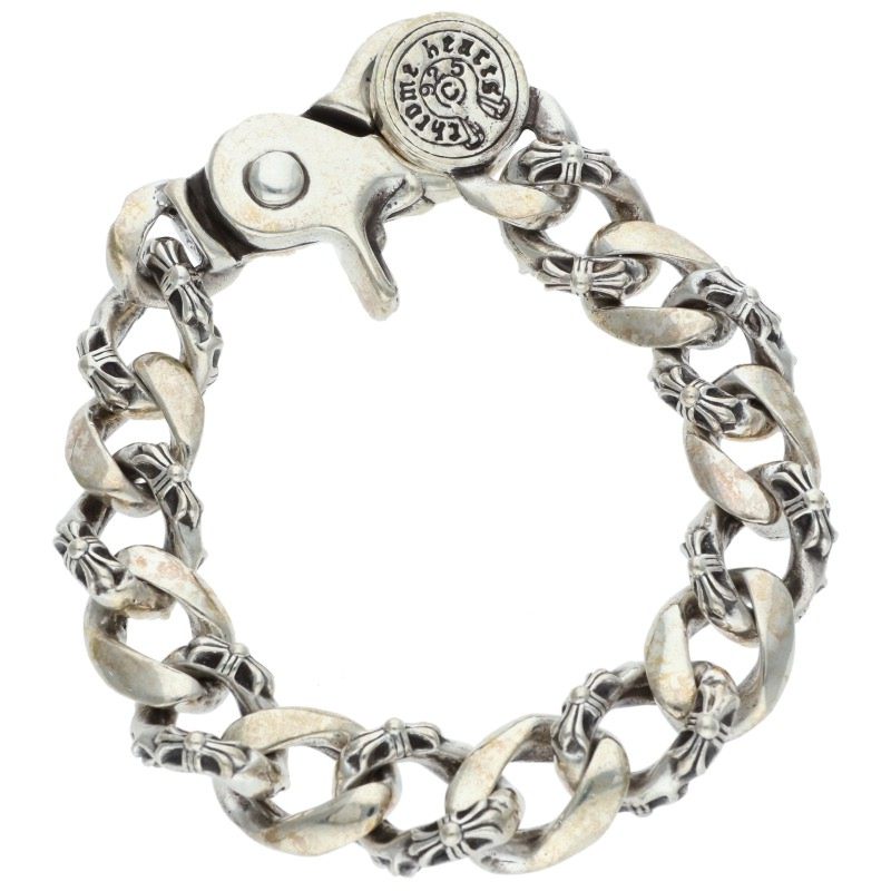 Chrome Hearts FNCY CHN LNK 925 Silver Bracelet Size 15LINK