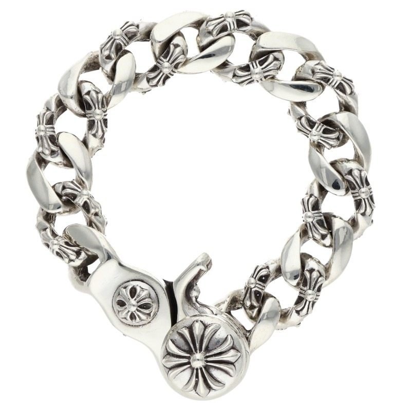 Chrome Hearts FNCY CHN LNK 925 Silver Bracelet Size 13LINK