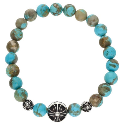 Chrome Hearts 8mm Bead Blue Silver Bracelet