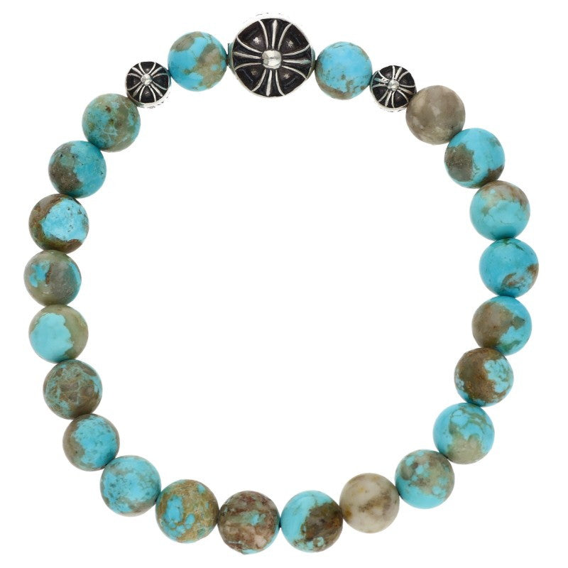 Chrome Hearts 8mm Bead Blue Silver Bracelet