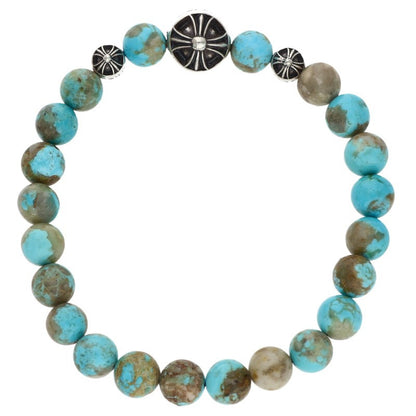 Chrome Hearts 8mm Bead Blue Silver Bracelet