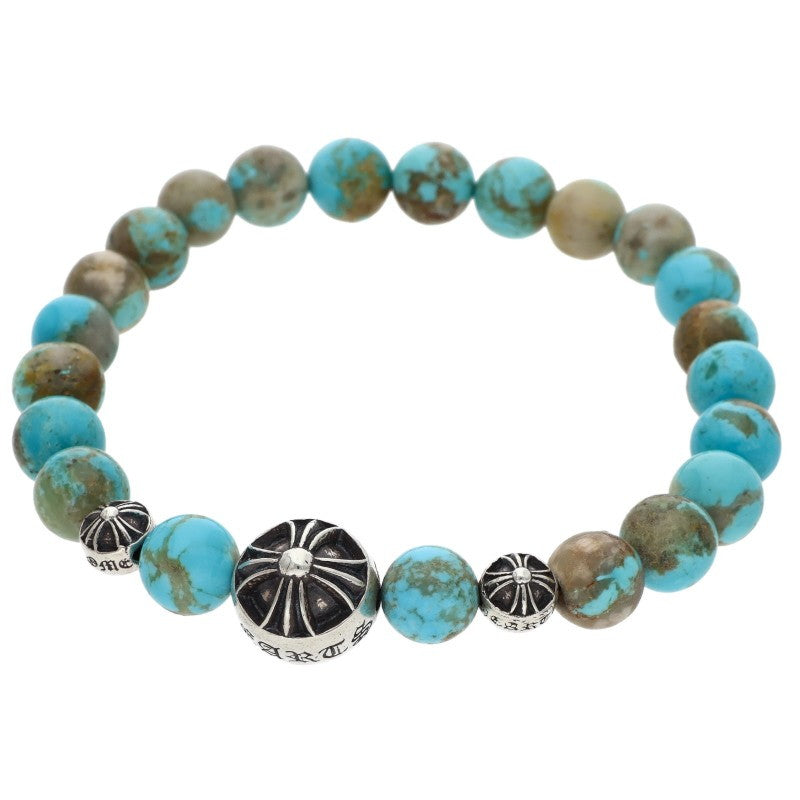 Chrome Hearts 8mm Bead Blue Silver Bracelet