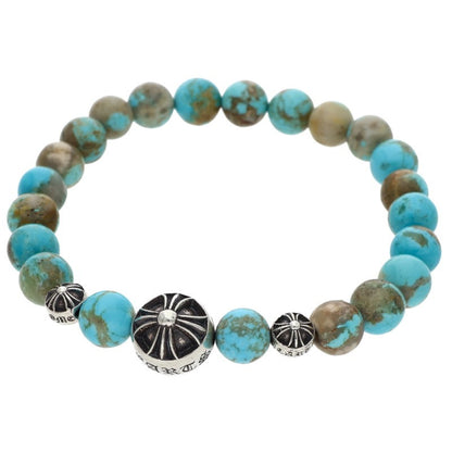 Chrome Hearts 8mm Bead Blue Silver Bracelet