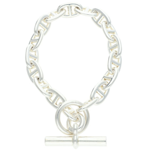HERMES Chaine d'Ancre MM Silver Bracelet Size 17LINK