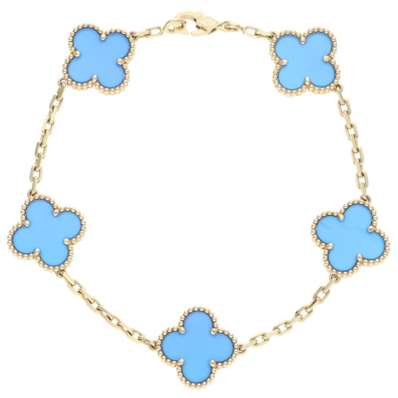 VANCLEEF & ARPELS Vintage Alhambra K18YG Blue Agate Bracelet