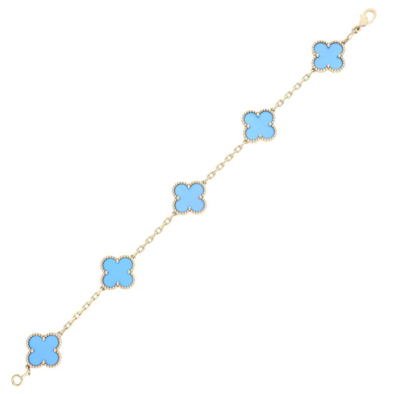 VANCLEEF & ARPELS Vintage Alhambra K18YG Blue Agate Bracelet