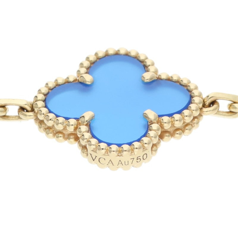 VANCLEEF & ARPELS Vintage Alhambra K18YG Blue Agate Bracelet
