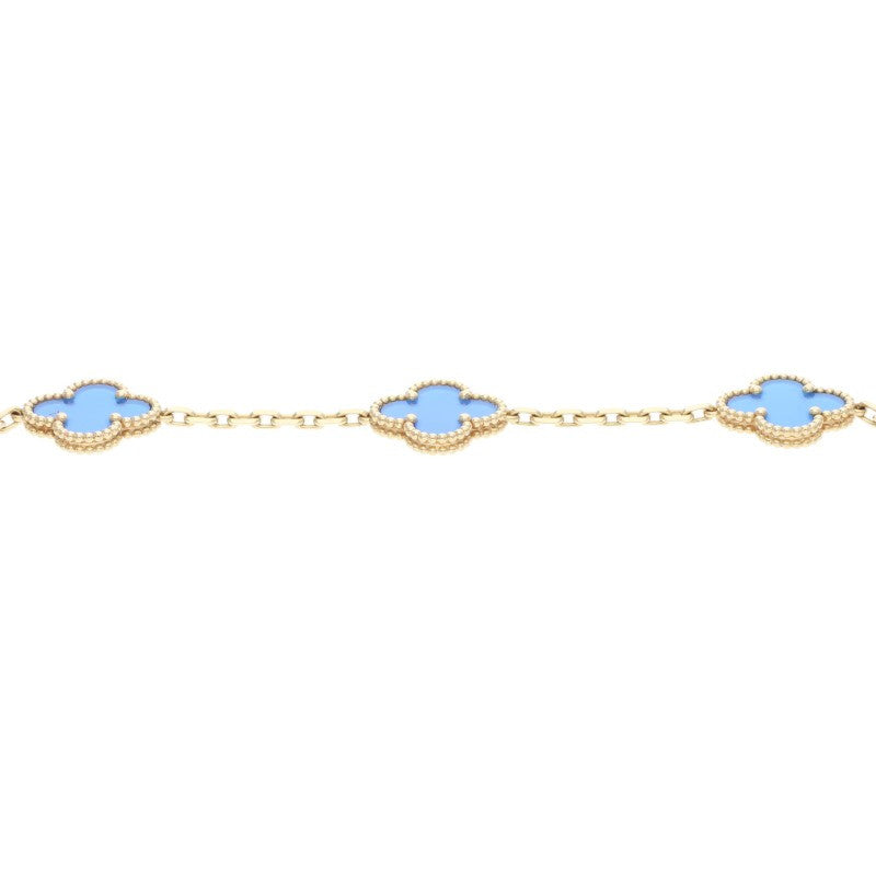 VANCLEEF & ARPELS Vintage Alhambra K18YG Blue Agate Bracelet