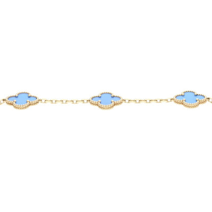 VANCLEEF & ARPELS Vintage Alhambra K18YG Blue Agate Bracelet