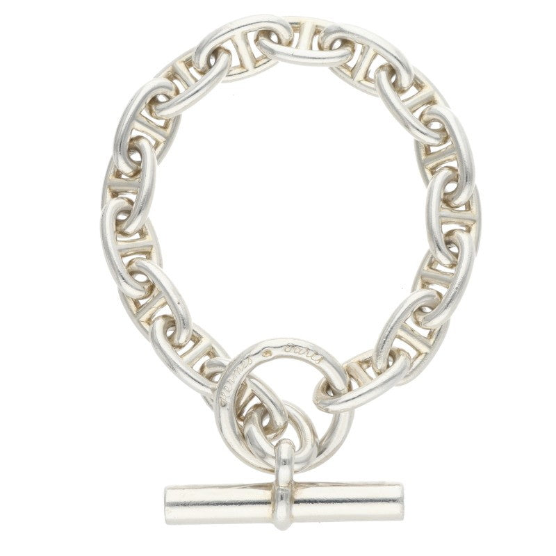 HERMES Chaine d'Ancre MM Script Silver Bracelet Size 16LINK