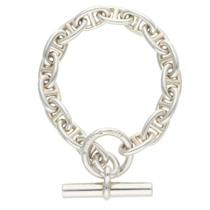 HERMES Chaine d'Ancre MM Script Silver Bracelet Size 16LINK