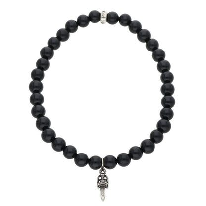 Chrome Hearts 6mm Stack Dagger Bead Bracelet Black Silver