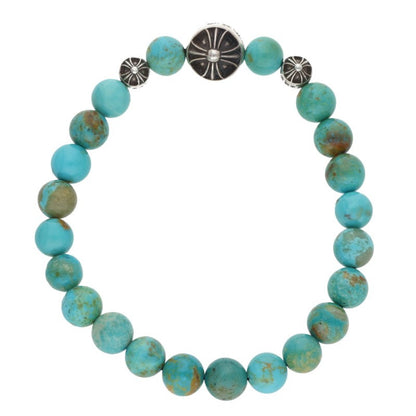 Chrome Hearts 8mm Bead Stretch Bracelet Blue Silver