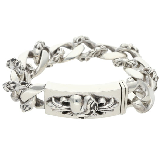 Chrome Hearts ID FLRL HEART Silver Bracelet Size 12LINK