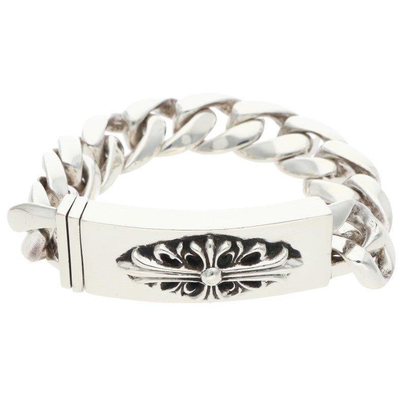 Chrome Hearts ID Floral Cross Silver Bracelet Size 11LINK