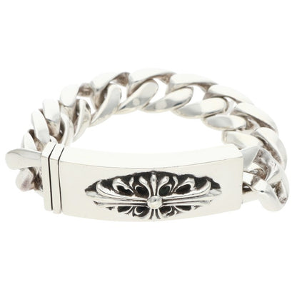 Chrome Hearts ID Floral Cross Silver Bracelet Size 11LINK