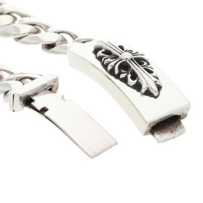 Chrome Hearts ID Floral Cross Silver Bracelet Size 11LINK