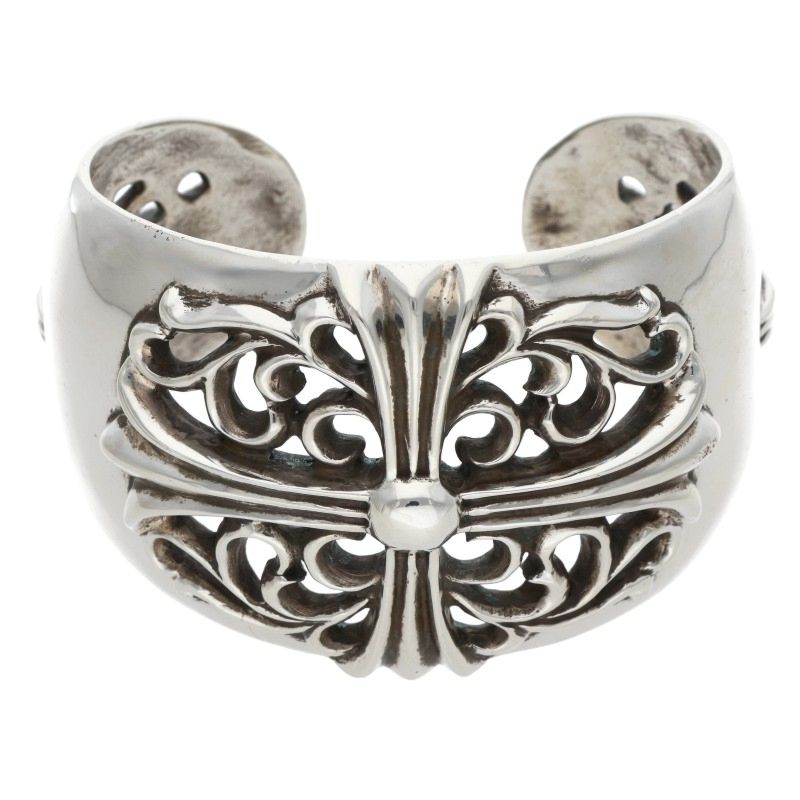 Chrome Hearts FLRL CRS CUFF Floral Cross Wide Bangle Belt