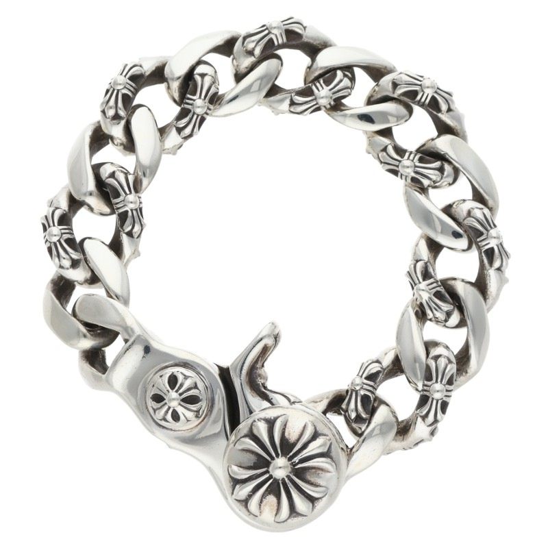 Chrome Hearts FNCY CHN LNK 925 Silver Bracelet Size 12LINK