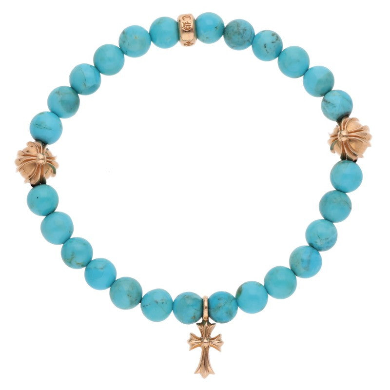 Chrome Hearts 22K 6mm Bead Bracelet Blue Gold Size 6